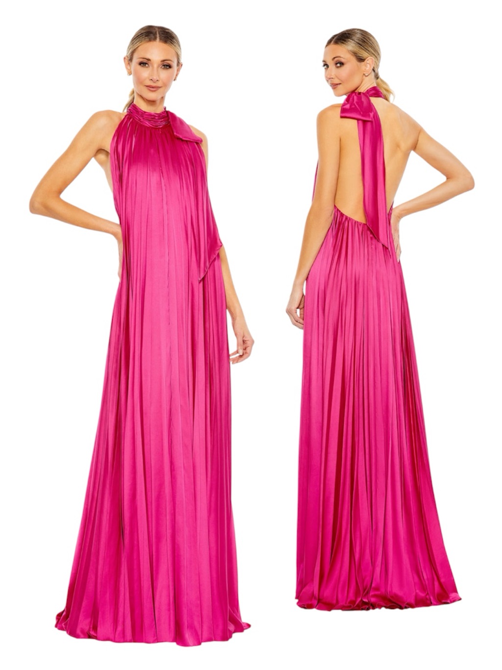 Ieena For Macduggal Pleated Halter Trapeze Gown Size 8